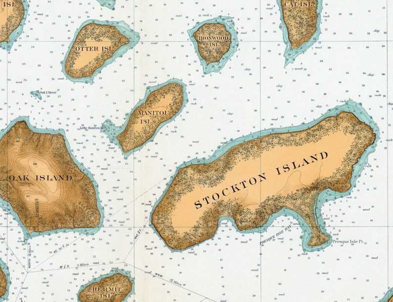 1909 Nautical Map of Apostle Islands Lake Superior Etsy