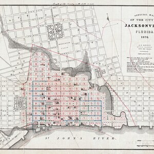 1878 Map of The City Of Jacksonville Florida
