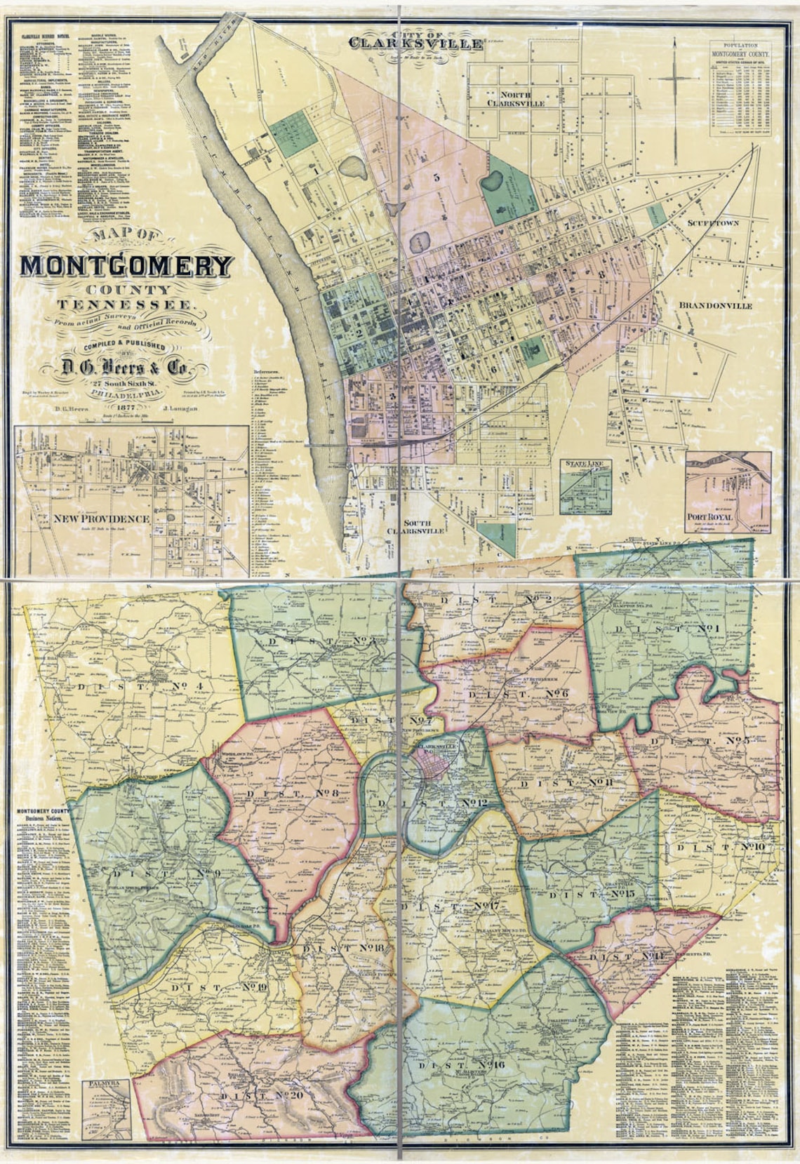 1877 Map of Montgomery County Tennessee Clarksville Etsy