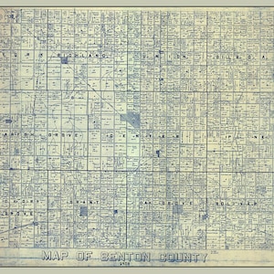 1908, carte du comté de Benton, Indiana