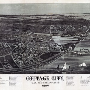 1890 Panorama-Karte von Cottage City Martha's Vineyard Mass