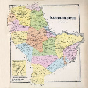 1868 Map of Dagsborough Sussex County Delaware