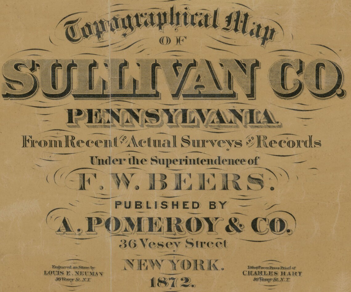 1872 Map of Sullivan County Pa from actual surveys Dushore Etsy