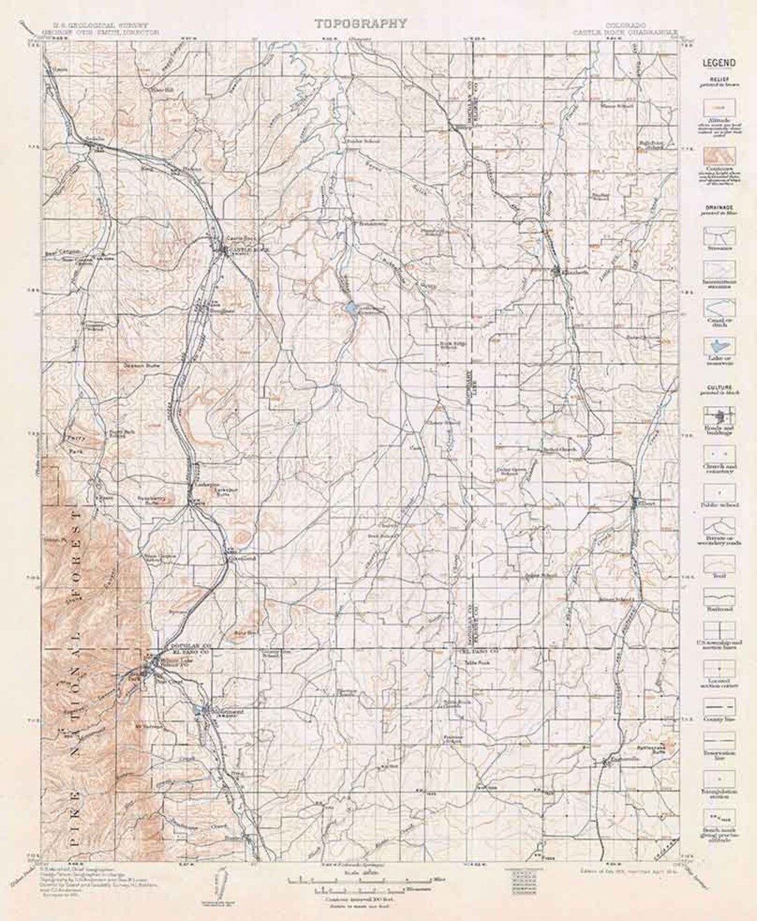 1913 Topo Map of Castle Rock Colorado Etsy