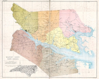 1908 Map of Beaufort County North Carolina