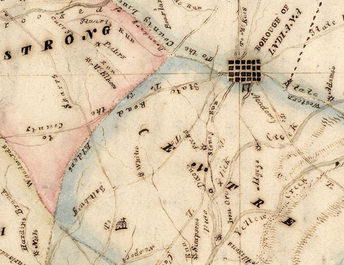 1817 Map of Indiana County Pennsylvania Etsy