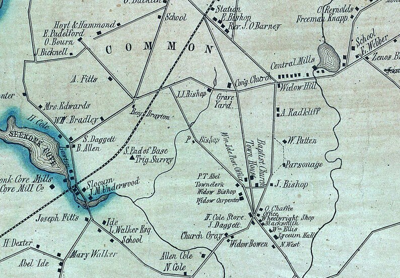 1850 Town Map of Seekonk Bristol County Massachusetts Etsy Canada