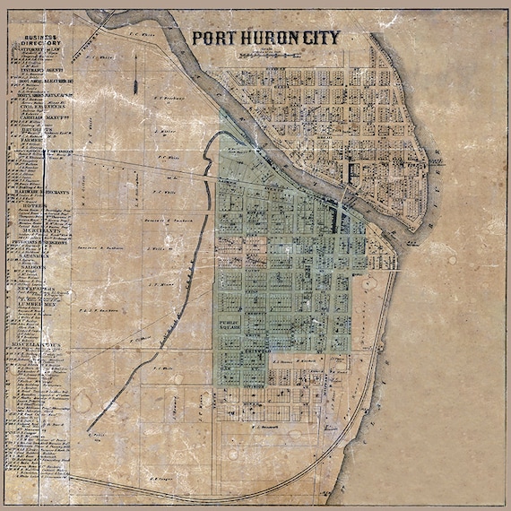 1859 Map of Port Huron City St Clair County Michigan - Etsy