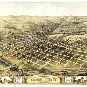 1868 Panoramakarte von Rat Bluffs Pottawattamie County Iowa