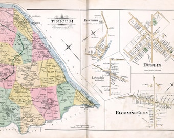 1891 Map of Tinicum Township Bucks County Pennsylvania