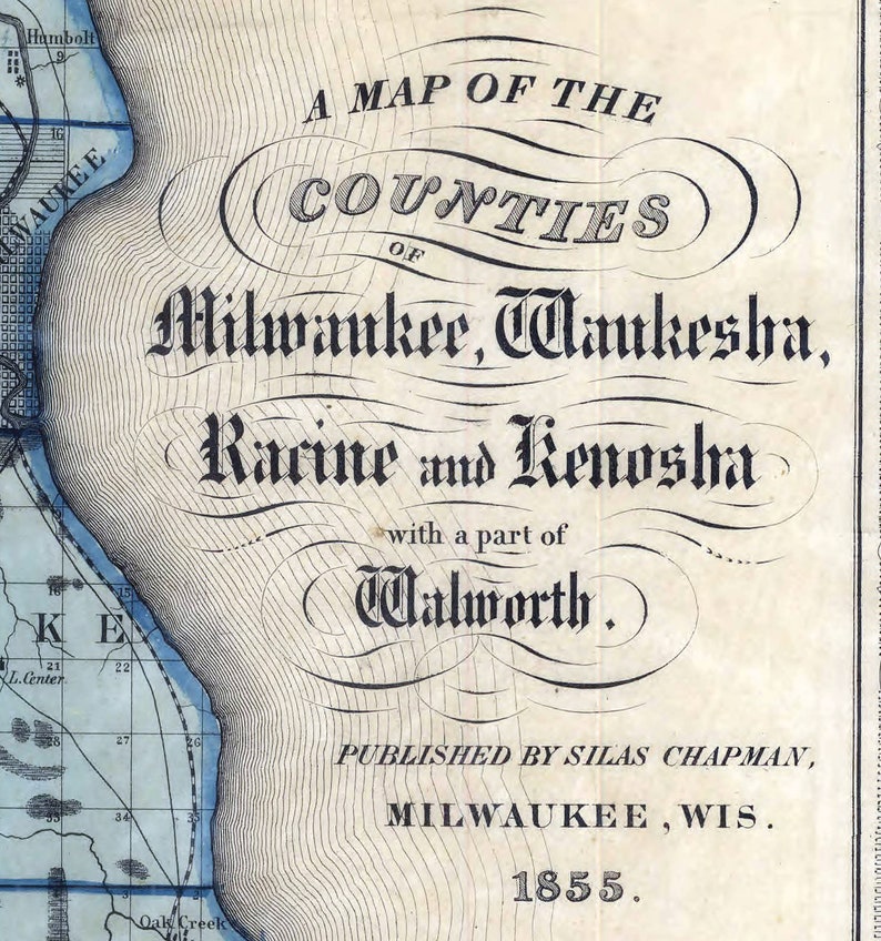 1855 Map of the Counties of Milwaukee Waukesha Racine Kenosha - Etsy