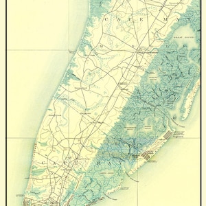 1888 Mappa di Cape May nel New Jersey
