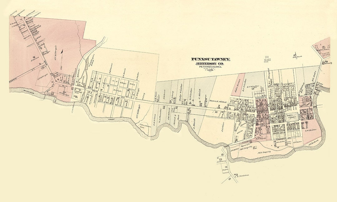 1878 Map of Punxsutawney Jefferson County Pennsylvania Etsy