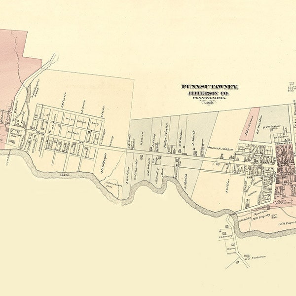 1878 Map of Punxsutawney Jefferson County Pennsylvania