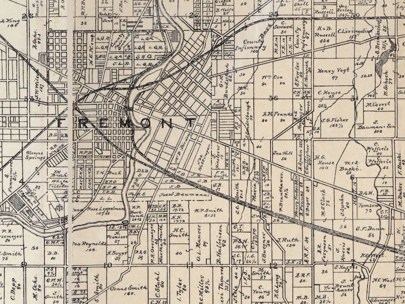 1891 Farm Line Map of Sandusky County Ohio Fremont Woodville Etsy