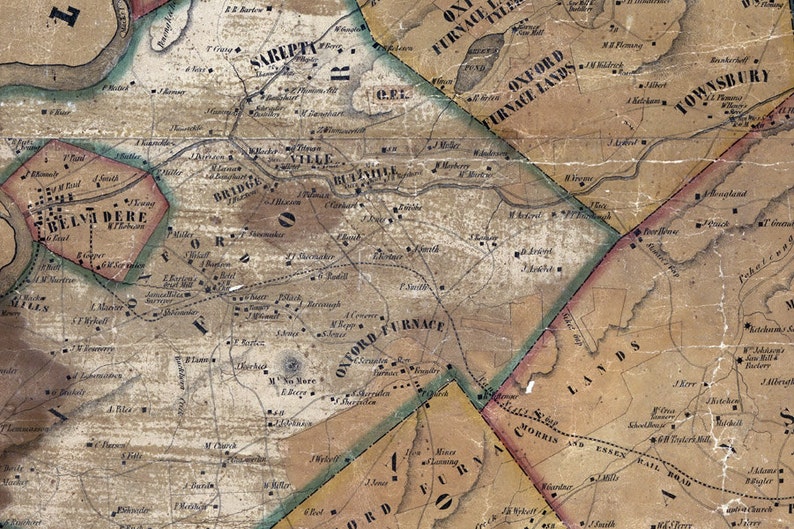 1852 Map of Warren County New Jersey Etsy