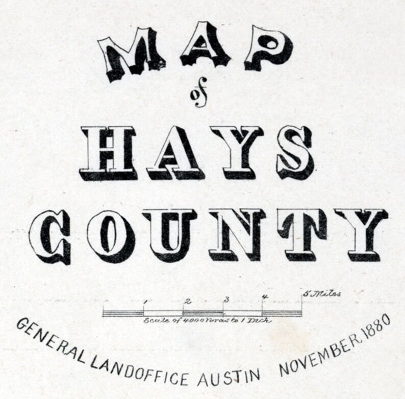 1880 Farm Line Map of Hays County Texas Etsy
