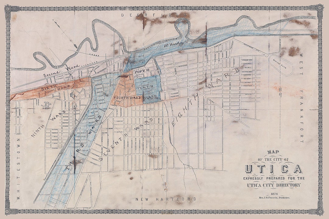 1874 Map of Utica New York Etsy