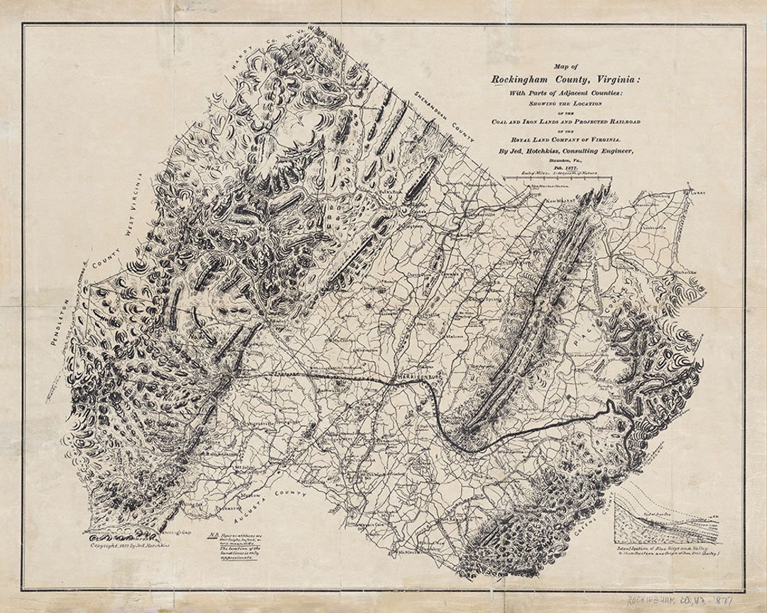 1877 Map of Rockingham County Virginia Coal and Iron Lands Etsy