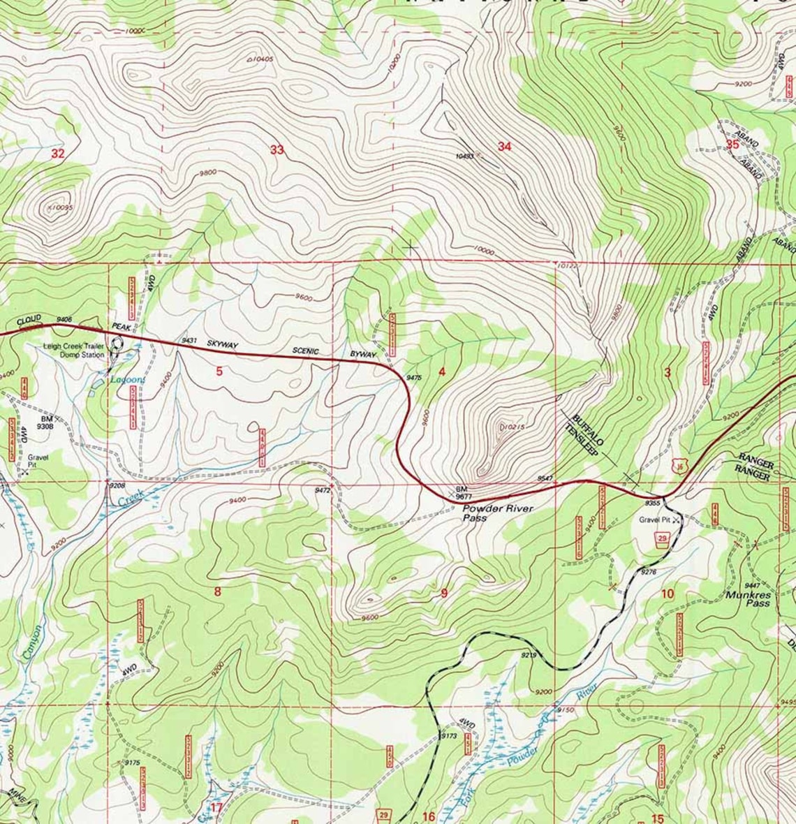 1993 Topo Map of Powder River Pass Wyoming WY Bighorn Forest Etsy