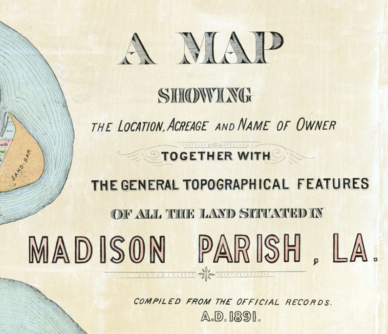 1891 Map of Madison Parish county Louisiana Tallulah Etsy