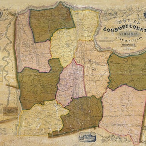 Carte 1853 du comté de Loudoun en Virginie RARE