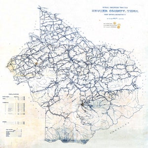 Carte du comté de Sevier, Tennessee, 1912