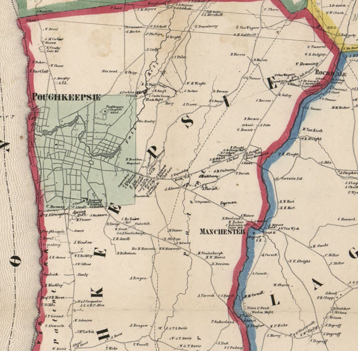 1858 Map of Dutchess County NY From Actual Surveys Etsy