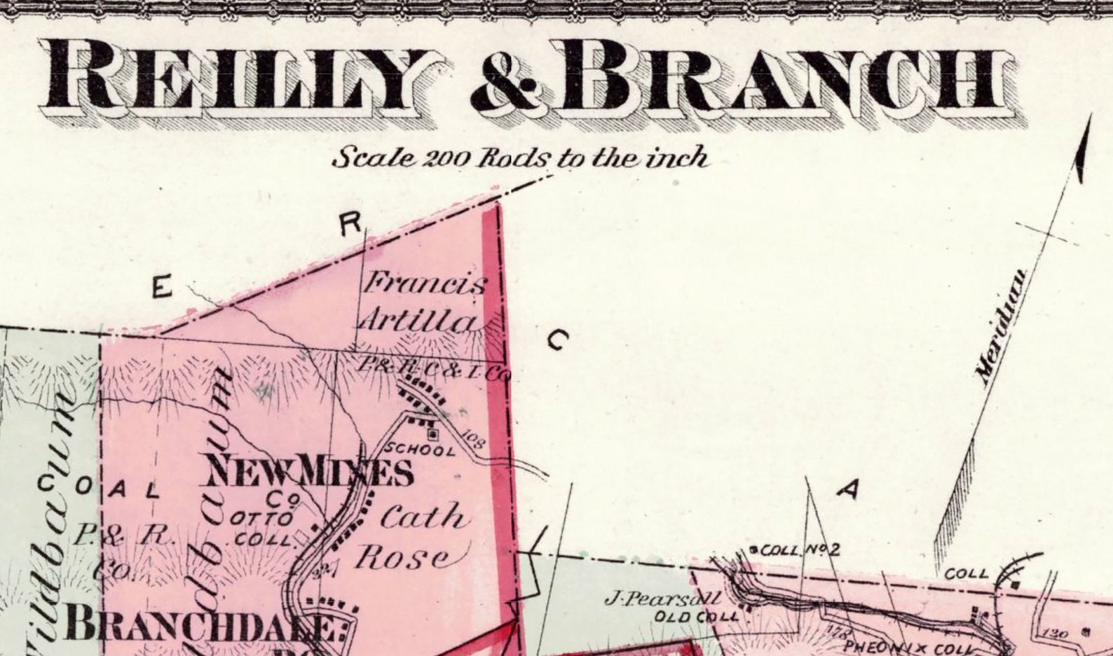 1875 Map of Reilly and Branch Township Schuylkill County Etsy