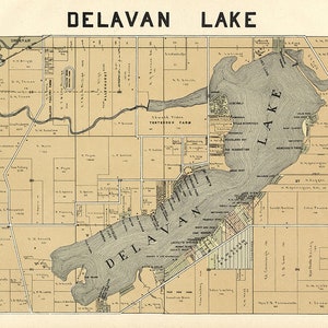 1907 Map of Delavan Lake Walworth County Wisconsin
