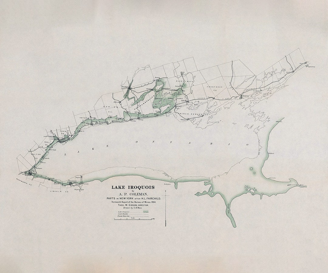 1904 Map of Lake Iroquois Canada Etsy