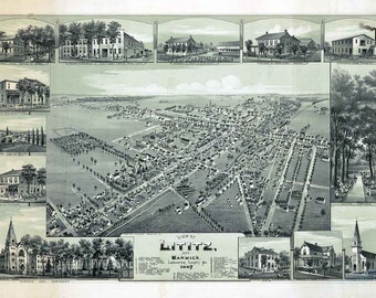 1887 Panoramic Map of Lititz Warwick Lancaster County Pennsylvania