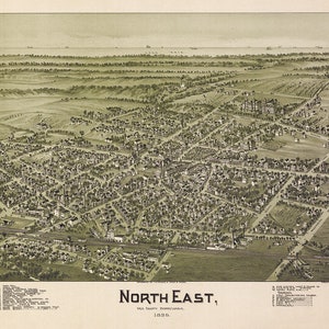 1896 Panorama-Karte des Nordostens des Erie County in Pennsylvania