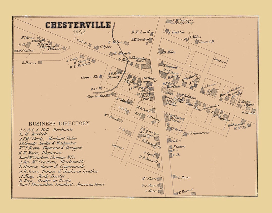 1857 Town Map of Chesterville Morrow County Ohio Etsy