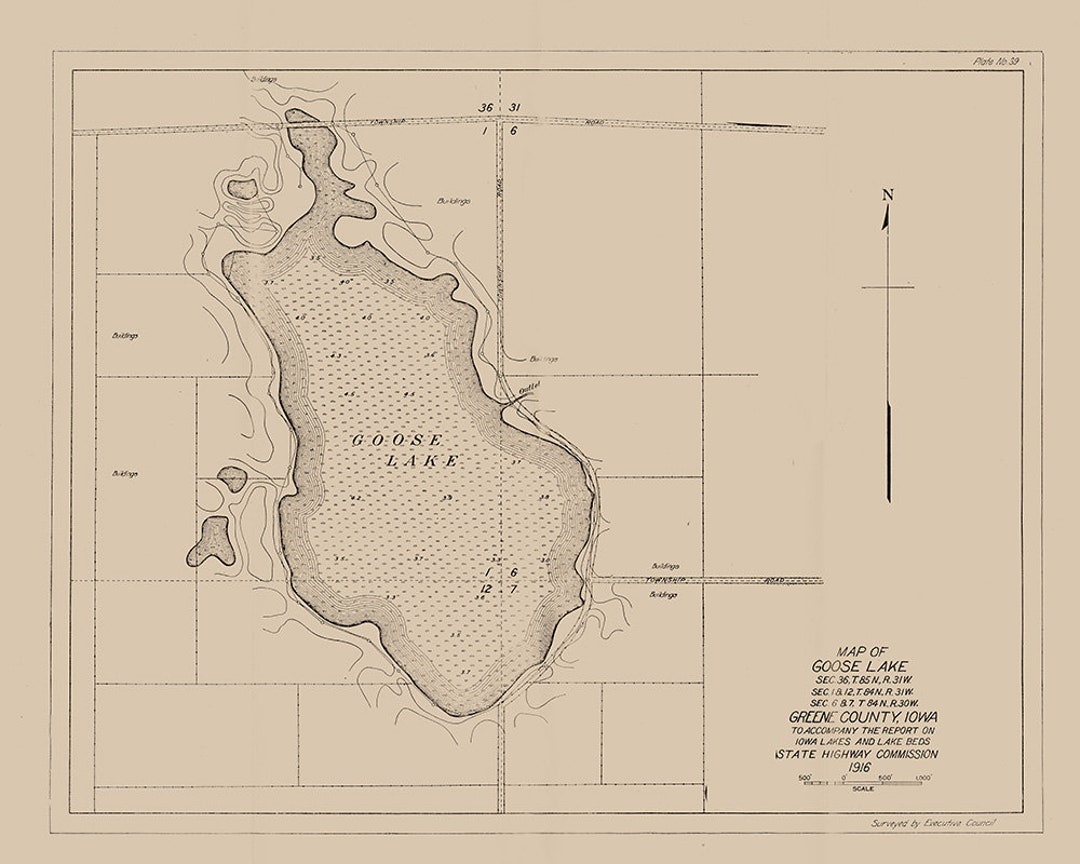 1916 Map of Goose Lake Greene County Iowa Etsy