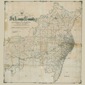 Carte des années 1800 du comté de St Louis, Missouri