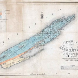 1849 Map of Isle Royale Lake Superior Michigan