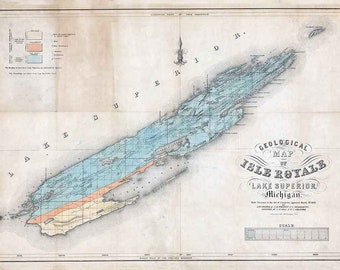 1849 Map of Isle Royale Lake Superior Michigan