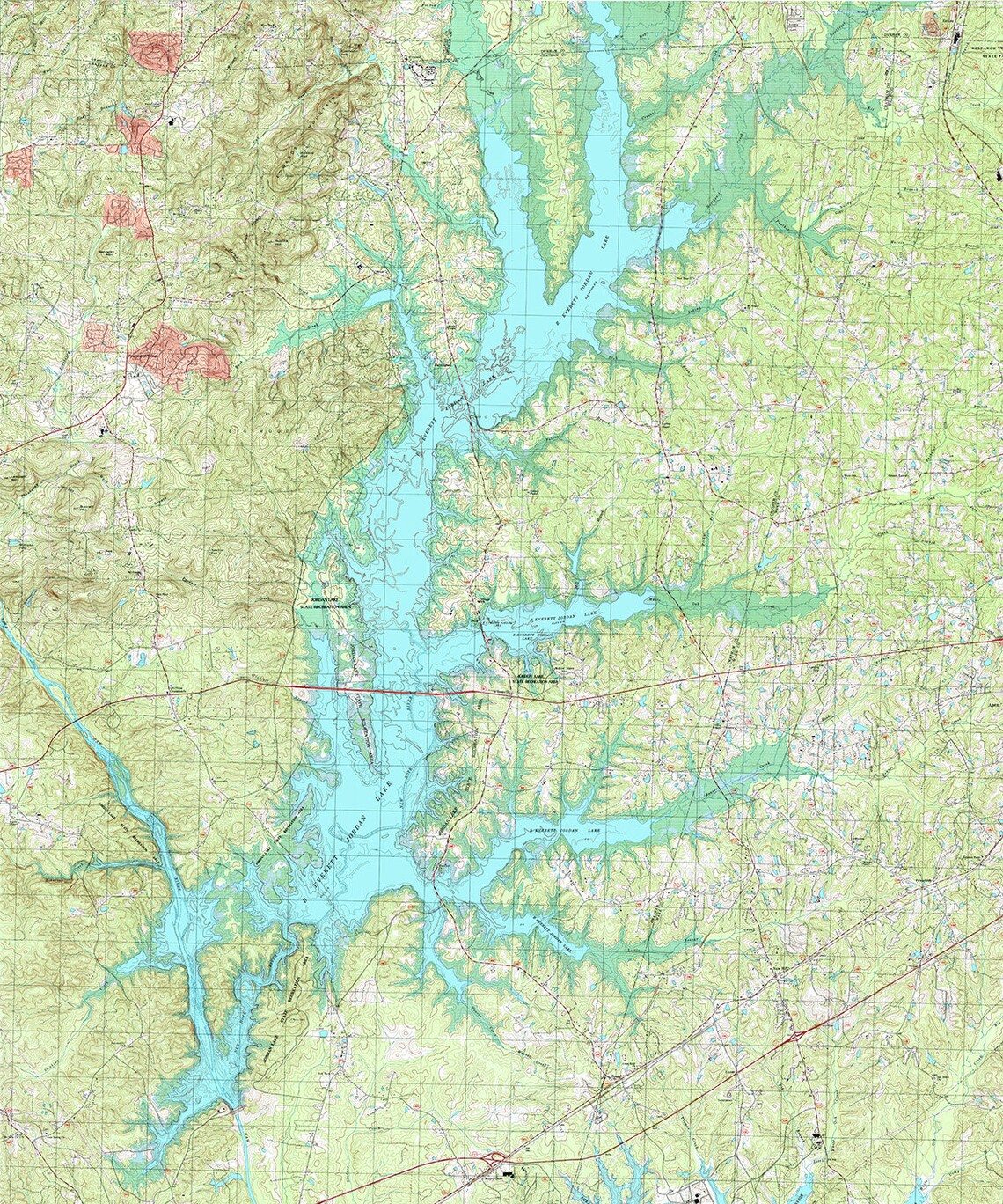 1993 Map of Jordan Lake North Carolina Raleigh Etsy
