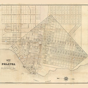 1884 Kaart van Palatka Putnam County, Florida