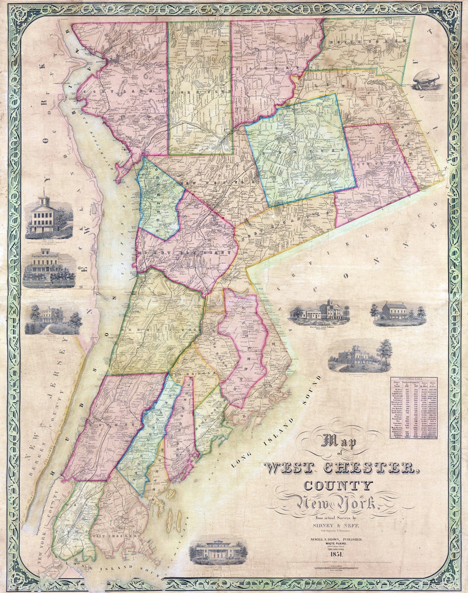 1851 Map of West Chester County New York Etsy