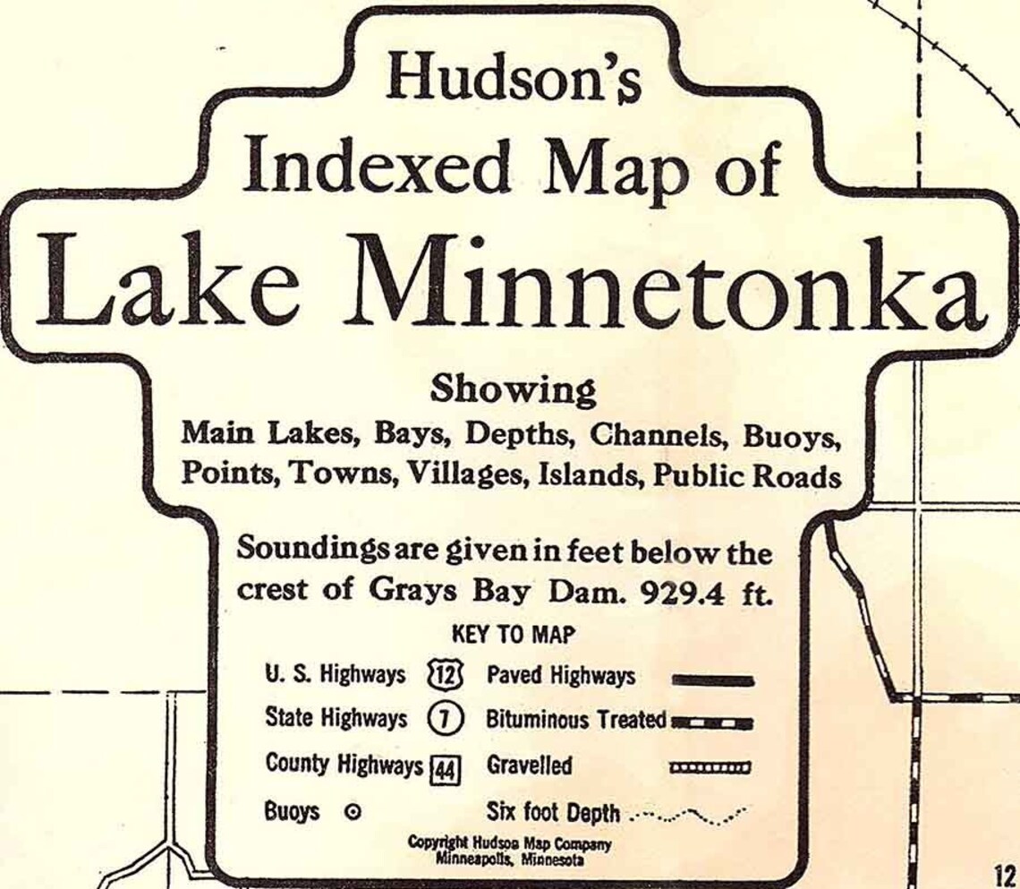 1960 Map of Lake Wayzata Minnesota Etsy