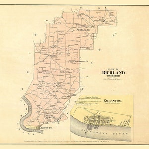 1865-Karte der Ölregion Richland Township im Venango County in Pennsylvania