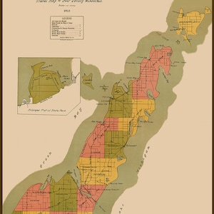 1915 Map of Door County Wisconsin