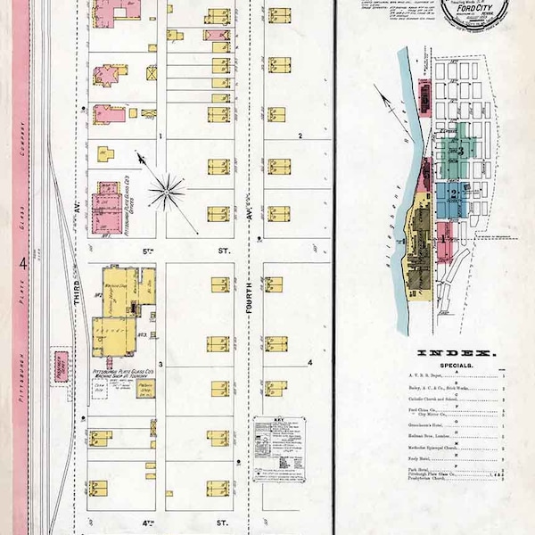 Map of Ford City Pa Etsy