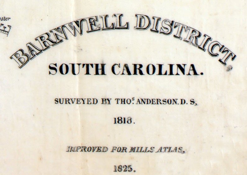 1825 Map of Barnwell County South Carolina Etsy