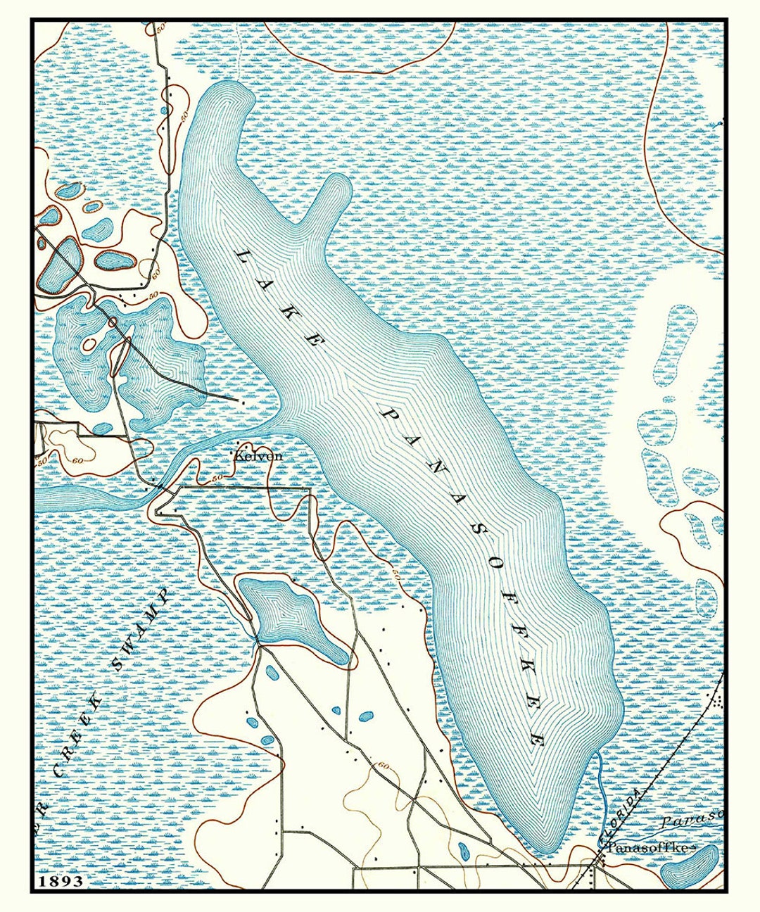 1893 Map of Lake Panasoffkee Florida Etsy