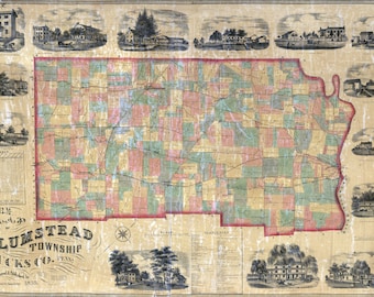 1859 Farm Line Map of Plumstead Township Bucks County Pa