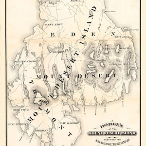 1872 Map of Mount Desert Island Maine