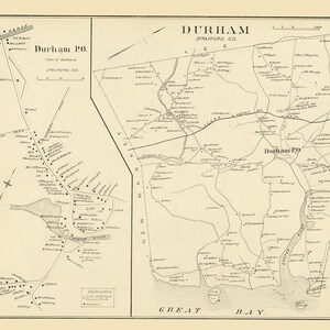 1892 Map of Durham Strafford County New Hampshire